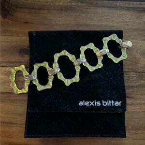 Alexis Bittar Gold and Green/Yellow Link Bracelet